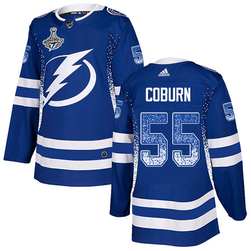 Adidas Tampa Bay Lightning Men #55 Braydon Coburn Blue Home Authentic Drift Fashion 2020 Stanley Cup Champions Stitched NHL Jersey